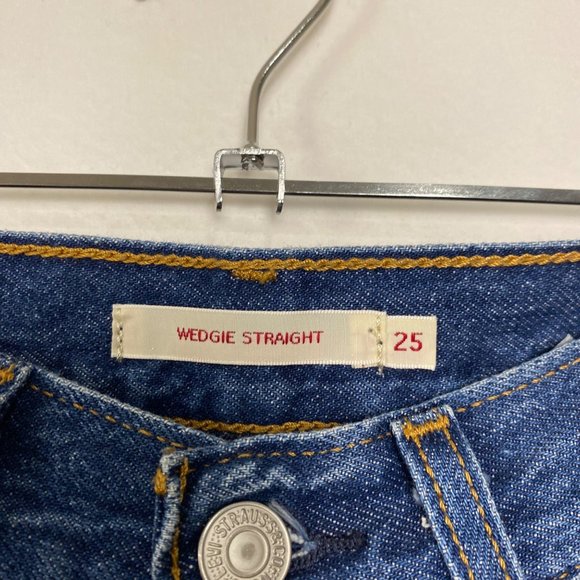 NEW Levis Wedgie Straight High Rise Button Fly Premium Jeans Blue 25 - Picture 5 of 7